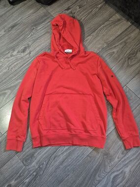 Stone Island Cotton Hoodie Red Kangaroo Pocket